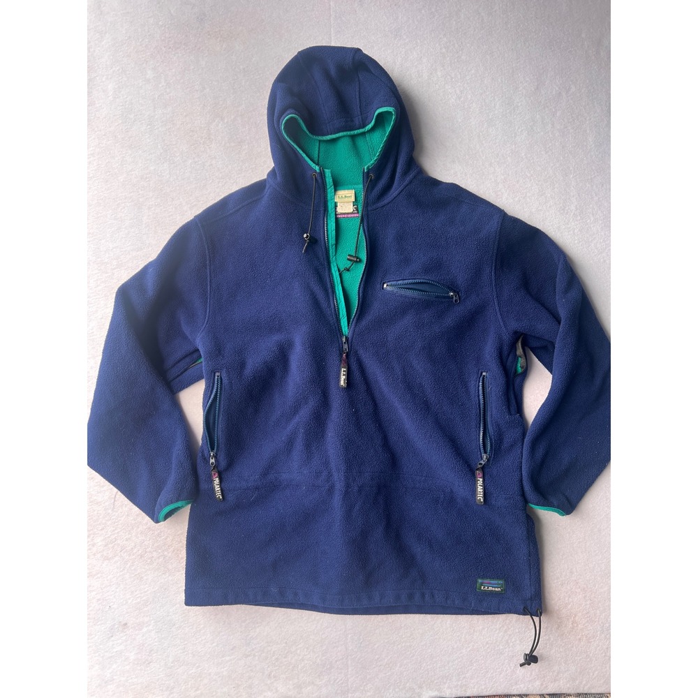 Vintage LL Bean Polartec Windbloc Fleece Pullover Navy Teal Mens XL
